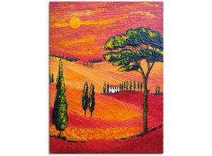 4062144036044 - Wandbild ARTLAND Irgendwo in der Toskana Toscana Bilder Gr B H 60 cm x 80 cm Leinwandbild Sonnenaufgang & -untergang Hochformat 1 St rot Bild Poster Bilder als Alubild Leinwandbild Wandaufkleber oder in versch Größen