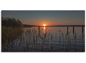 4062144096611 - Wandbild ARTLAND Früh morgens am Ratzeburger See Bilder Gr B H 100 cm x 50 cm Leinwandbild Sonnenaufgang & -untergang 1 St orange Bild Kunstdruck Leinwandbild Kunstdrucke Bilder als Alubild Leinwandbild Wandaufkleber oder Poster in versch Größen