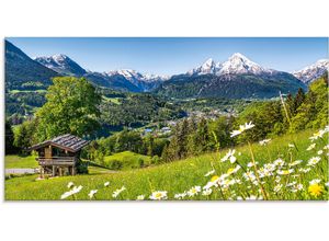 4062144101124 - Glasbild ARTLAND Landschaft in den Bayerischen Alpen Bilder Gr B H 100 cm x 50 cm Glasbild Berge 1 St grün Glasbilder in verschiedenen Größen