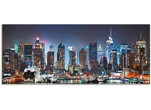 4062144103067 - Glasbild ARTLAND New York City Times Square Bilder Gr B H 125 cm x 50 cm Glasbild Amerika 1 St blau Glasbilder in verschiedenen Größen