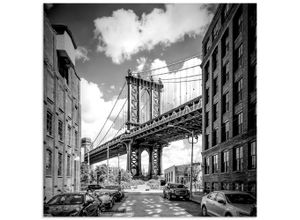 4062144122242 - Glasbild ARTLAND New York City Manhattan Bridge Bilder Gr B H 50 cm x 50 cm Glasbild Amerika quadratisch 1 St schwarz Bild Glasbild Glasbilder Bilder in verschiedenen Größen