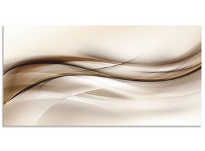 4062144138779 - Küchenrückwand ARTLAND Braune abstrakte Welle Spritzschutzwände Gr B H 100 cm x 50 cm braun Küchendekoration Alu Spritzschutz mit Klebeband einfache Montage