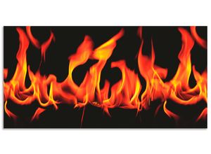 4062144141410 - Küchenrückwand ARTLAND Feuer 2 - Flammen Spritzschutzwände Gr B H 100 cm x 50 cm schwarz Küchendekoration Alu Spritzschutz mit Klebeband einfache Montage