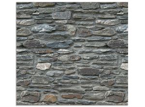 4062144141540 - Küchenrückwand ARTLAND Schiefermauer Spritzschutzwände Gr B H 60 cm x 55 cm grau Küchendekoration Alu Spritzschutz mit Klebeband einfache Montage