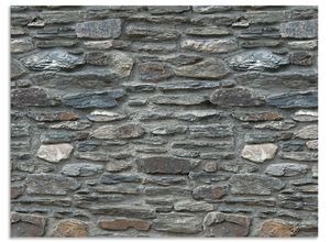 4062144141632 - Küchenrückwand ARTLAND Schiefermauer Spritzschutzwände Gr B H 80 cm x 60 cm grau Küchendekoration Alu Spritzschutz mit Klebeband einfache Montage