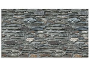 4062144141656 - Küchenrückwand ARTLAND Schiefermauer Spritzschutzwände Gr B H 90 cm x 50 cm grau Küchendekoration Alu Spritzschutz mit Klebeband einfache Montage