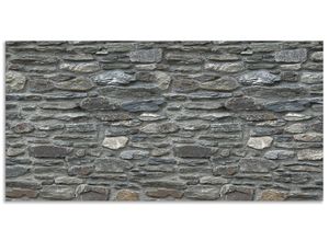 4062144141694 - Küchenrückwand ARTLAND Schiefermauer Spritzschutzwände Gr B H 100 cm x 50 cm grau Küchendekoration Alu Spritzschutz mit Klebeband einfache Montage