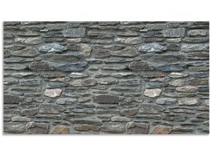 4062144141755 - Küchenrückwand ARTLAND Schiefermauer Spritzschutzwände Gr B H 110 cm x 60 cm grau Küchendekoration Alu Spritzschutz mit Klebeband einfache Montage