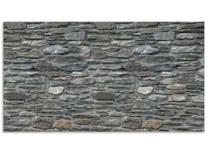 4062144141809 - Küchenrückwand ARTLAND Schiefermauer Spritzschutzwände Gr B H 120 cm x 65 cm grau Küchendekoration Alu Spritzschutz mit Klebeband einfache Montage