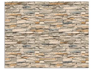 4062144142141 - Küchenrückwand ARTLAND Braune alte Ziegelmauer Spritzschutzwände Gr B H 70 cm x 55 cm beige (naturfarben) Küchendekoration Alu Spritzschutz mit Klebeband einfache Montage