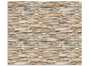 4062144142158 - Küchenrückwand ARTLAND Braune alte Ziegelmauer Spritzschutzwände Gr B H 70 cm x 60 cm beige (naturfarben) Küchendekoration Alu Spritzschutz mit Klebeband einfache Montage