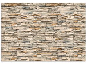 4062144142189 - Küchenrückwand ARTLAND Braune alte Ziegelmauer Spritzschutzwände Gr B H 80 cm x 55 cm beige (naturfarben) Küchendekoration Alu Spritzschutz mit Klebeband einfache Montage