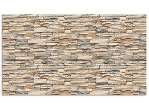 4062144142219 - Küchenrückwand ARTLAND Braune alte Ziegelmauer Spritzschutzwände Gr B H 90 cm x 50 cm beige (naturfarben) Küchendekoration Alu Spritzschutz mit Klebeband einfache Montage