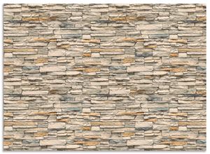 4062144142240 - Küchenrückwand ARTLAND Braune alte Ziegelmauer Spritzschutzwände Gr B H 90 cm x 65 cm beige (naturfarben) Küchendekoration Alu Spritzschutz mit Klebeband einfache Montage