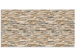 4062144142257 - Küchenrückwand ARTLAND Braune alte Ziegelmauer Spritzschutzwände Gr B H 100 cm x 50 cm beige (naturfarben) Küchendekoration Alu Spritzschutz mit Klebeband einfache Montage