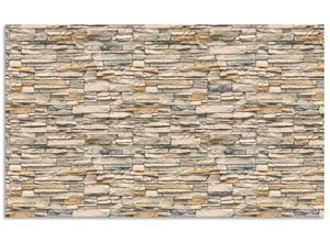 4062144142271 - Küchenrückwand ARTLAND Braune alte Ziegelmauer Spritzschutzwände Gr B H 100 cm x 60 cm beige (naturfarben) Küchendekoration Alu Spritzschutz mit Klebeband einfache Montage