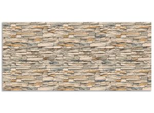 4062144142295 - Küchenrückwand ARTLAND Braune alte Ziegelmauer Spritzschutzwände Gr B H 110 cm x 50 cm beige (naturfarben) Küchendekoration Alu Spritzschutz mit Klebeband einfache Montage