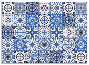 4062144143810 - Küchenrückwand ARTLAND Orientalische Fliesen Spritzschutzwände Gr B H 70 cm x 50 cm blau Küchendekoration Alu Spritzschutz mit Klebeband einfache Montage