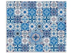 4062144143834 - Küchenrückwand ARTLAND Orientalische Fliesen Spritzschutzwände Gr B H 70 cm x 60 cm blau Küchendekoration Alu Spritzschutz mit Klebeband einfache Montage