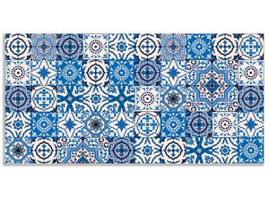 4062144143933 - Küchenrückwand ARTLAND Orientalische Fliesen Spritzschutzwände Gr B H 100 cm x 50 cm blau Küchendekoration Alu Spritzschutz mit Klebeband einfache Montage