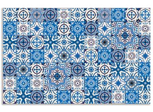 4062144143964 - Küchenrückwand ARTLAND Orientalische Fliesen Spritzschutzwände Gr B H 100 cm x 65 cm blau Küchendekoration Alu Spritzschutz mit Klebeband einfache Montage