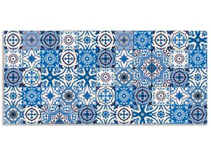 4062144143971 - Küchenrückwand ARTLAND Orientalische Fliesen Spritzschutzwände Gr B H 110 cm x 50 cm blau Küchendekoration Alu Spritzschutz mit Klebeband einfache Montage