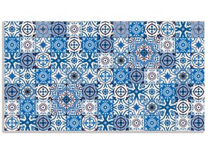 4062144143995 - Küchenrückwand ARTLAND Orientalische Fliesen Spritzschutzwände Gr B H 110 cm x 60 cm blau Küchendekoration Alu Spritzschutz mit Klebeband einfache Montage