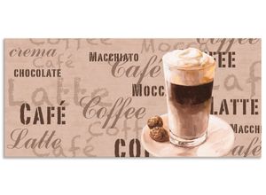 4062144145159 - Küchenrückwand ARTLAND Kaffee - Latte Macchiato Spritzschutzwände Gr B H 120 cm x 55 cm beige (naturfarben) Küchendekoration Alu Spritzschutz mit Klebeband einfache Montage