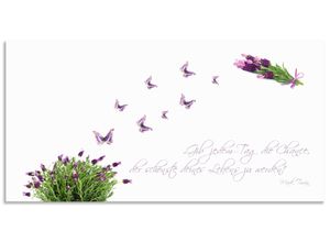 4062144146248 - Küchenrückwand ARTLAND Lila Schmetterlinge an Lavendel Spritzschutzwände Gr B H 110 cm x 55 cm weiß Küchendekoration Alu Spritzschutz mit Klebeband einfache Montage