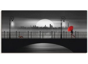 4062144154724 - Wandbild ARTLAND Die Brücke im Regen Bilder Gr B H 100 cm x 50 cm Leinwandbild Brücken 1 St schwarz Bild Kunstdruck Kunstdrucke Bilder als Alubild Leinwandbild Wandaufkleber oder Poster in versch Größen