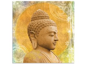 4062144168240 - Wandbild ARTLAND Buddha II Bilder Gr B H 70 cm x 70 cm Alu-Dibond-Druck Spa quadratisch 1 St goldfarben Bild Poster Bilder als Alubild Leinwandbild Wandaufkleber oder in versch Größen