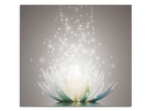 4062144196632 - Küchenrückwand ARTLAND Magie der Lotus-Blume Spritzschutzwände Gr B H 60 cm x 55 cm grau Küchendekoration Alu Spritzschutz mit Klebeband einfache Montage