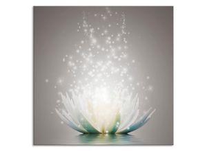 4062144196649 - Küchenrückwand ARTLAND Magie der Lotus-Blume Spritzschutzwände Gr B H 60 cm x 60 cm grau Küchendekoration Alu Spritzschutz mit Klebeband einfache Montage