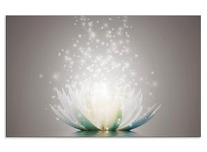 4062144196694 - Küchenrückwand ARTLAND Magie der Lotus-Blume Spritzschutzwände Gr B H 80 cm x 50 cm grau Küchendekoration Alu Spritzschutz mit Klebeband einfache Montage