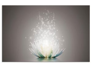 4062144196809 - Küchenrückwand ARTLAND Magie der Lotus-Blume Spritzschutzwände Gr B H 100 cm x 65 cm grau Küchendekoration Alu Spritzschutz mit Klebeband einfache Montage