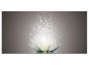 4062144196823 - Küchenrückwand ARTLAND Magie der Lotus-Blume Spritzschutzwände Gr B H 110 cm x 55 cm grau Küchendekoration Alu Spritzschutz mit Klebeband einfache Montage