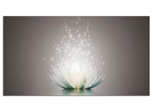 4062144196830 - Küchenrückwand ARTLAND Magie der Lotus-Blume Spritzschutzwände Gr B H 110 cm x 60 cm grau Küchendekoration Alu Spritzschutz mit Klebeband einfache Montage