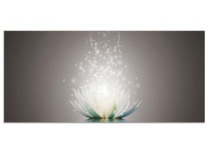 4062144196861 - Küchenrückwand ARTLAND Magie der Lotus-Blume Spritzschutzwände Gr B H 120 cm x 55 cm grau Küchendekoration Alu Spritzschutz mit Klebeband einfache Montage