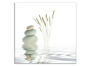 4062144196922 - Küchenrückwand ARTLAND Zen Friede Spritzschutzwände Gr B H 60 cm x 60 cm weiß Küchendekoration Alu Spritzschutz mit Klebeband einfache Montage