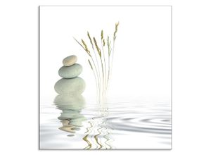 4062144196939 - Küchenrückwand ARTLAND Zen Friede Spritzschutzwände Gr B H 60 cm x 65 cm weiß Küchendekoration Alu Spritzschutz mit Klebeband einfache Montage