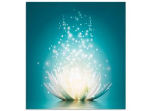 4062144197493 - Küchenrückwand ARTLAND Magie der Lotus-Blume Spritzschutzwände Gr B H 60 cm x 65 cm blau Küchendekoration Alu Spritzschutz mit Klebeband einfache Montage