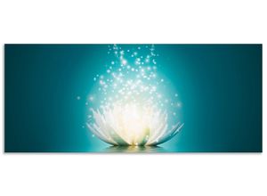 4062144197707 - Küchenrückwand ARTLAND Magie der Lotus-Blume Spritzschutzwände Gr B H 120 cm x 50 cm blau Küchendekoration Alu Spritzschutz mit Klebeband einfache Montage