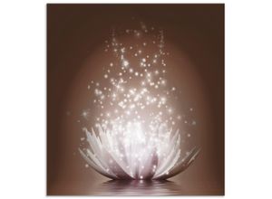 4062144197776 - Küchenrückwand ARTLAND Magie der Lotus-Blume Spritzschutzwände Gr B H 60 cm x 65 cm braun Küchendekoration Alu Spritzschutz mit Klebeband einfache Montage