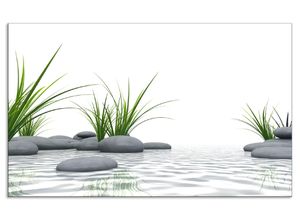 4062144198995 - Küchenrückwand ARTLAND 3 D Steine Spritzschutzwände Gr B H 90 cm x 55 cm weiß Küchendekoration Alu Spritzschutz mit Klebeband einfache Montage