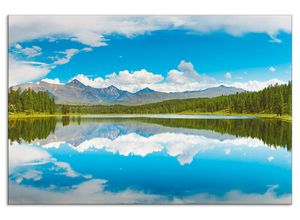 4062144199565 - Küchenrückwand ARTLAND Bergsee Spritzschutzwände Gr B H 90 cm x 60 cm blau Küchendekoration Alu Spritzschutz mit Klebeband einfache Montage