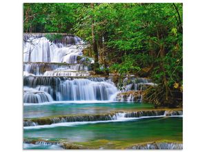 4062144199718 - Küchenrückwand ARTLAND Tiefen Wald Wasserfall Spritzschutzwände Gr B H 60 cm x 55 cm grün Alu Spritzschutz mit Klebeband einfache Montage