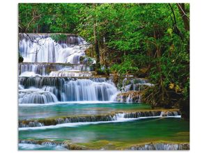 4062144199763 - Küchenrückwand ARTLAND Tiefen Wald Wasserfall Spritzschutzwände Gr B H 70 cm x 60 cm grün Küchendekoration Alu Spritzschutz mit Klebeband einfache Montage