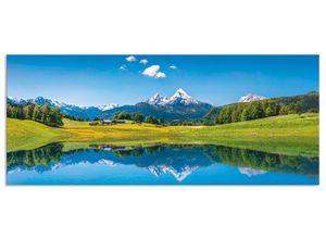 4062144200506 - Küchenrückwand ARTLAND Landschaft in den Alpen Spritzschutzwände Gr B H 120 cm x 50 cm blau Küchendekoration Alu Spritzschutz mit Klebeband einfache Montage