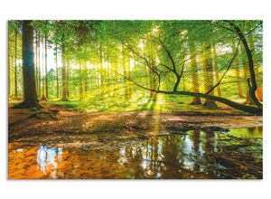 4062144200629 - Küchenrückwand ARTLAND Wald mit Bach Spritzschutzwände Gr B H 80 cm x 50 cm grün Küchendekoration Alu Spritzschutz mit Klebeband einfache Montage