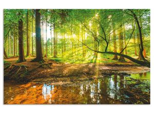 4062144200735 - Küchenrückwand ARTLAND Wald mit Bach Spritzschutzwände Gr B H 100 cm x 65 cm grün Küchendekoration Alu Spritzschutz mit Klebeband einfache Montage